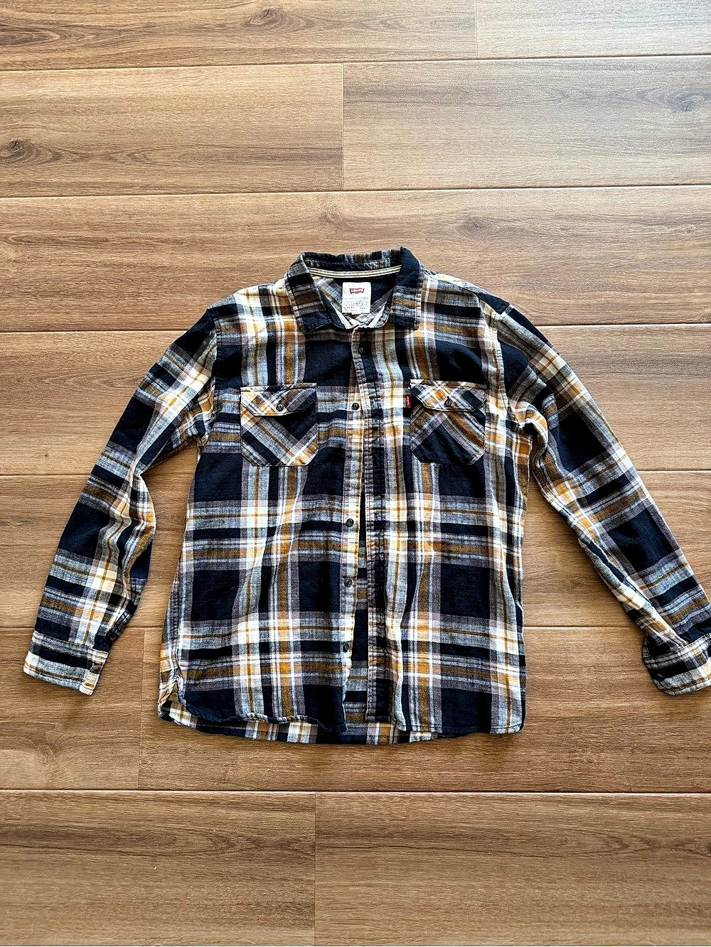 Levi's Classic Worker Plaid Long Sleeve Button-Down Flannel Shirt Plaid Cotton